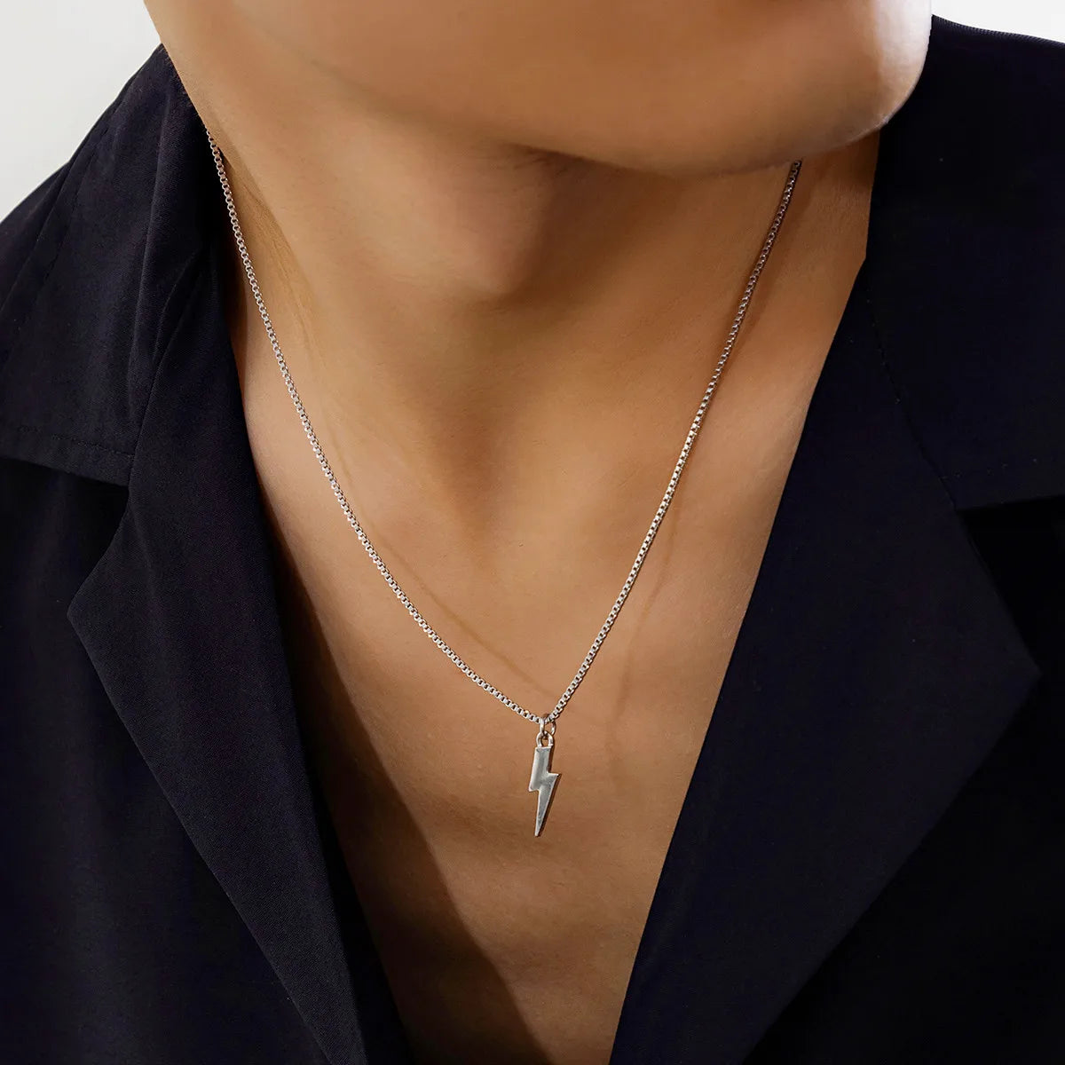 Simple Chains with Lightning Trendy Charms Pendants Necklace for Men 03