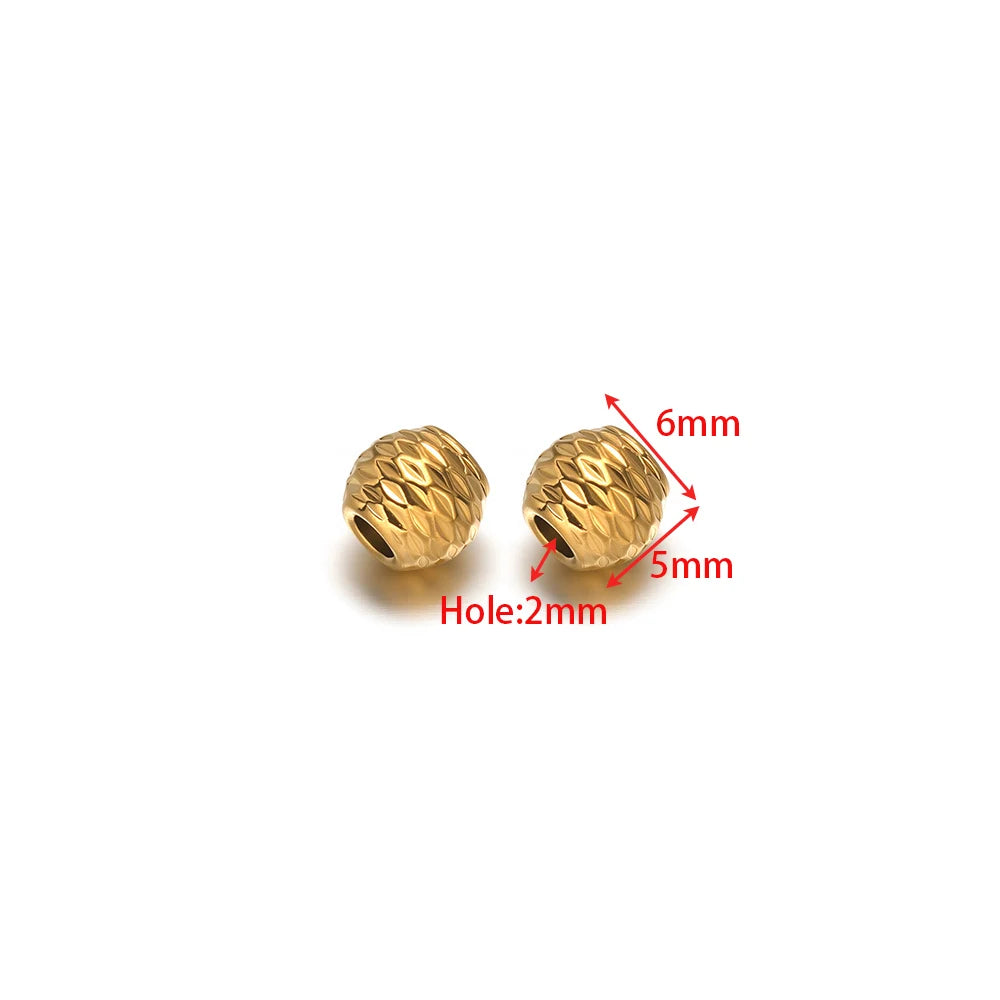 Gold striped cut flower spacer beads, round with central hole (about 6mm)