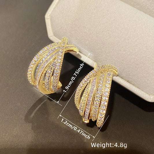 Cubic Zirconia Versatile Hoop Earrings Luxury Ear Accessories Wedding Jewelry Gift