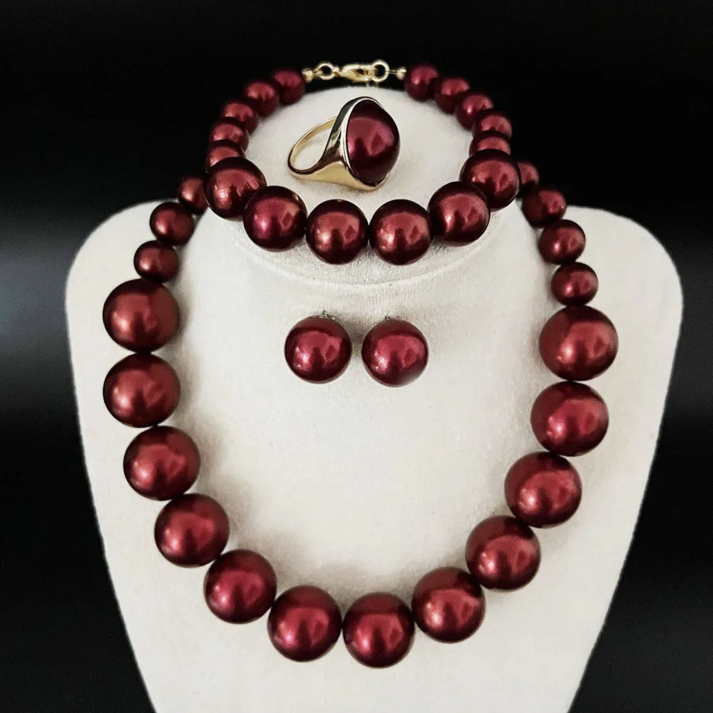 Big Pearl Choker Necklaces Bohemian Women Fashion Chunky Jewelry Sets For Bridal Wedding