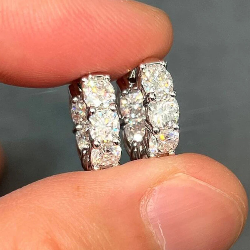 Silver Plated Oval Cubic Zirconia Dangle Earrings for Women Wedding & Party