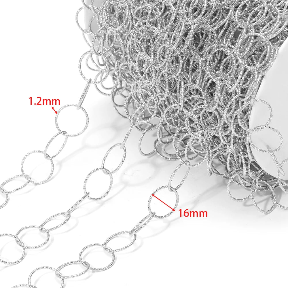 Stainless steel hollow oval chain with 16mm links, 1.2mm wire