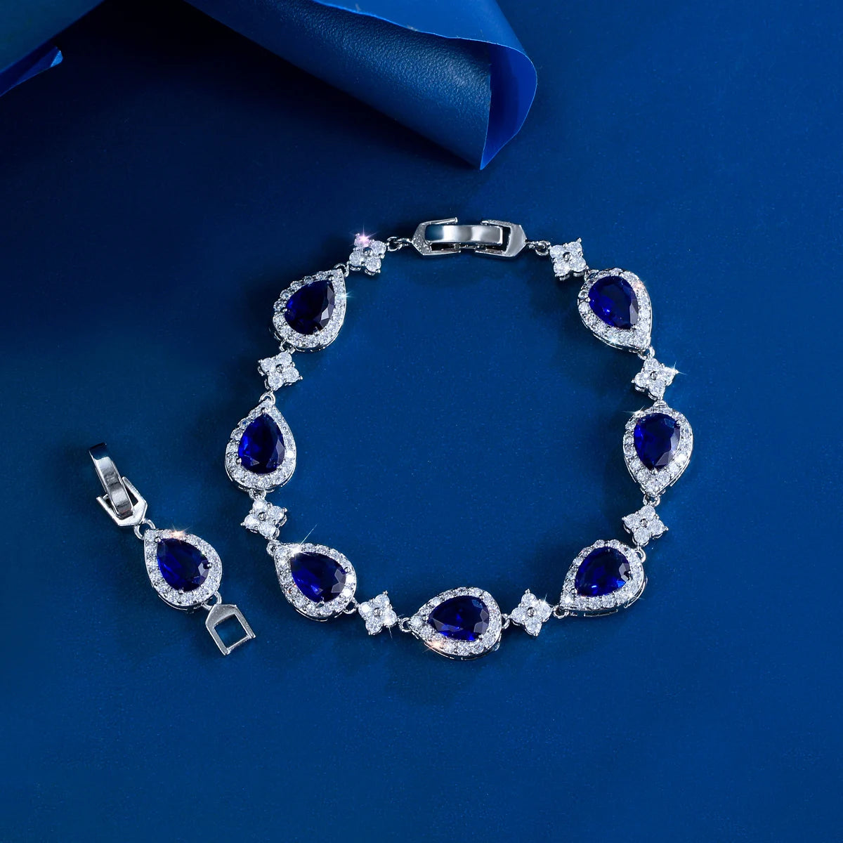 Green Water Drop Cubic Zirconia Paved Tennis Bracelet for Women Chic Party Wedding Jewelry Gift