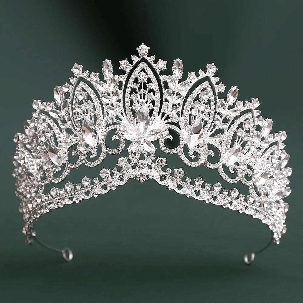 Baroque Purple Crystal Wedding Crowns Rhinestone Bridal Tiaras Pageant Diadem Miss Universe Wedding Hair Jewelry Accessories