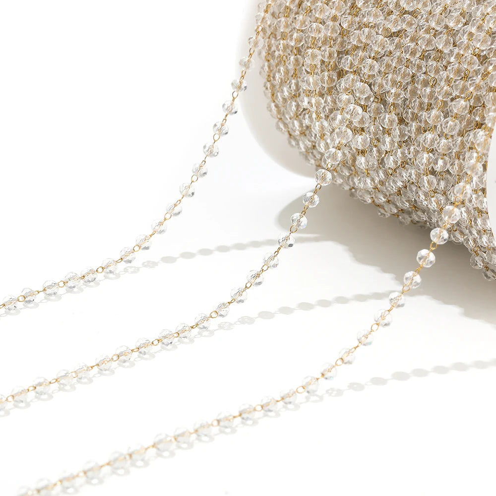 3mm faceted beaded chain with champagne clear beads