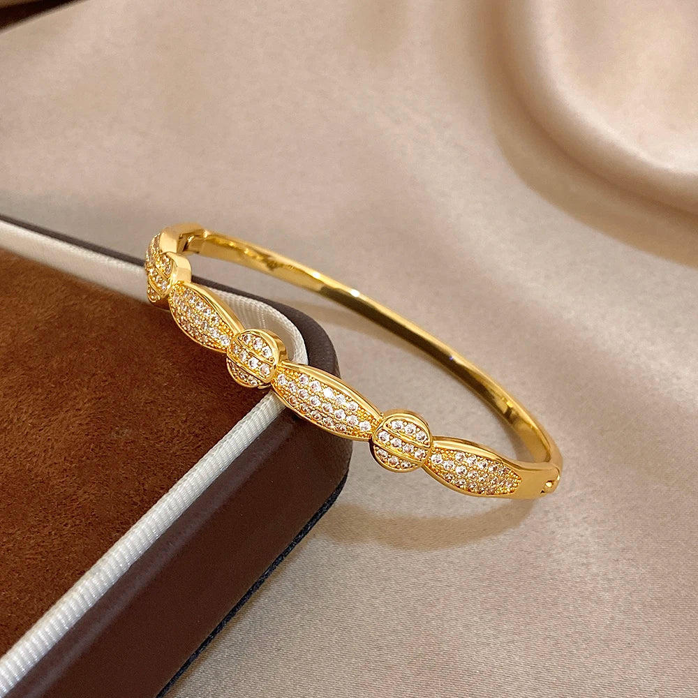 Gold geometric rhinestone cuff bracelet
