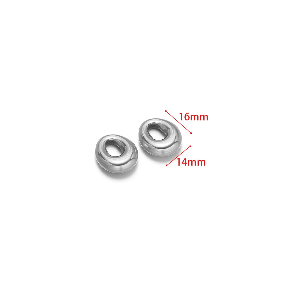 Silver oval loop connector charm, 16mm x 14mm size