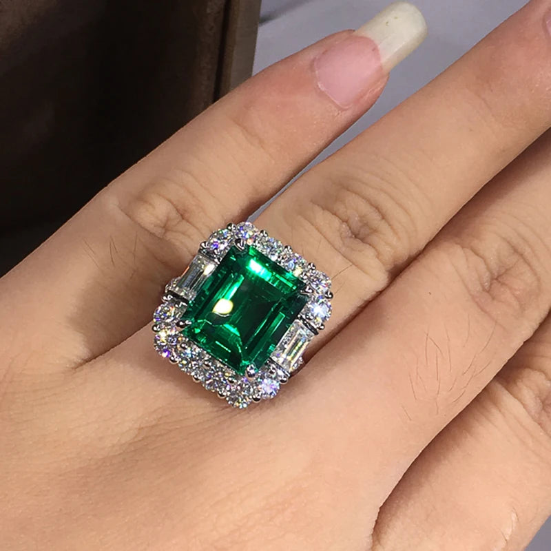 Big Green Cubic Zirconia Women Rings for Wedding Engagement Jewelry