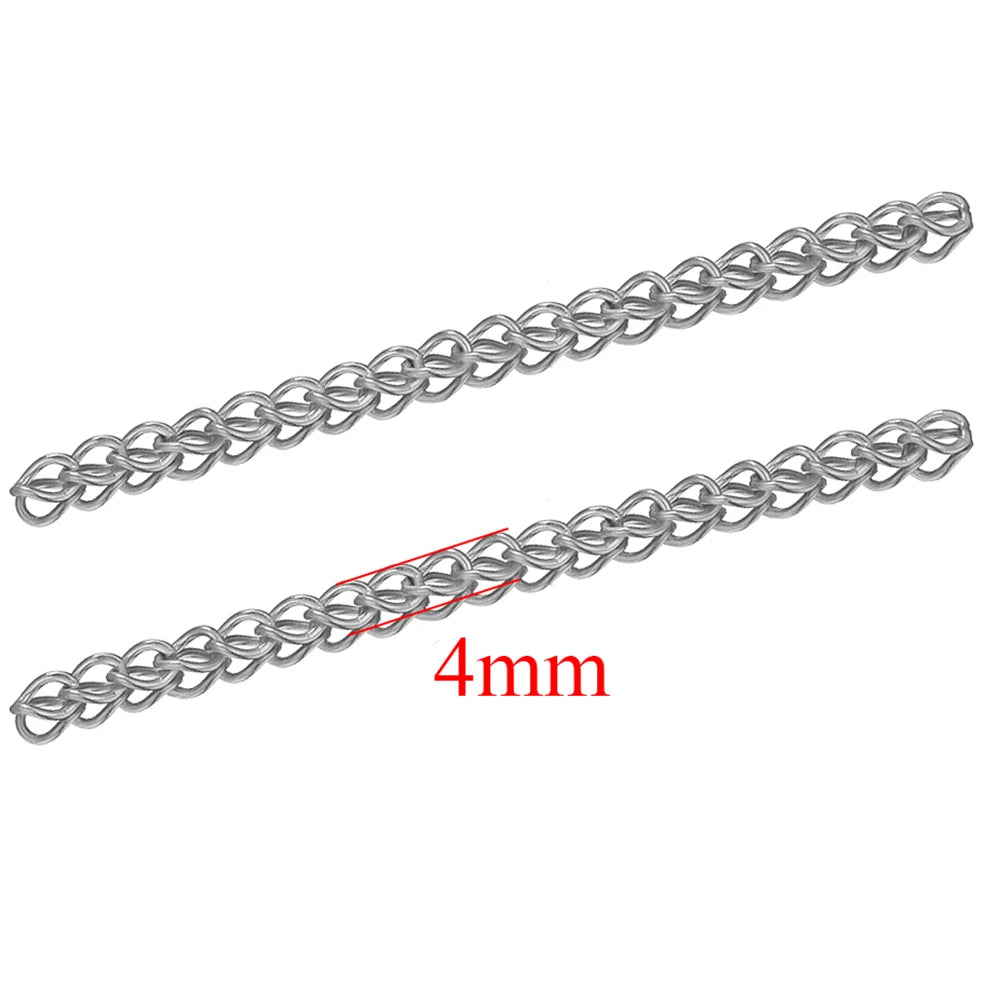 Stainless steel welded extension chain, 4mm links, 50-piece pack