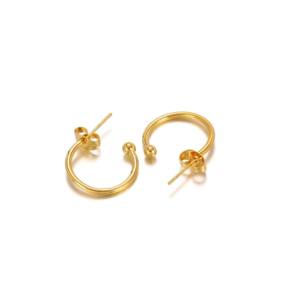 Gold-tone earring hook connectors, hoop ring style with ball end accents