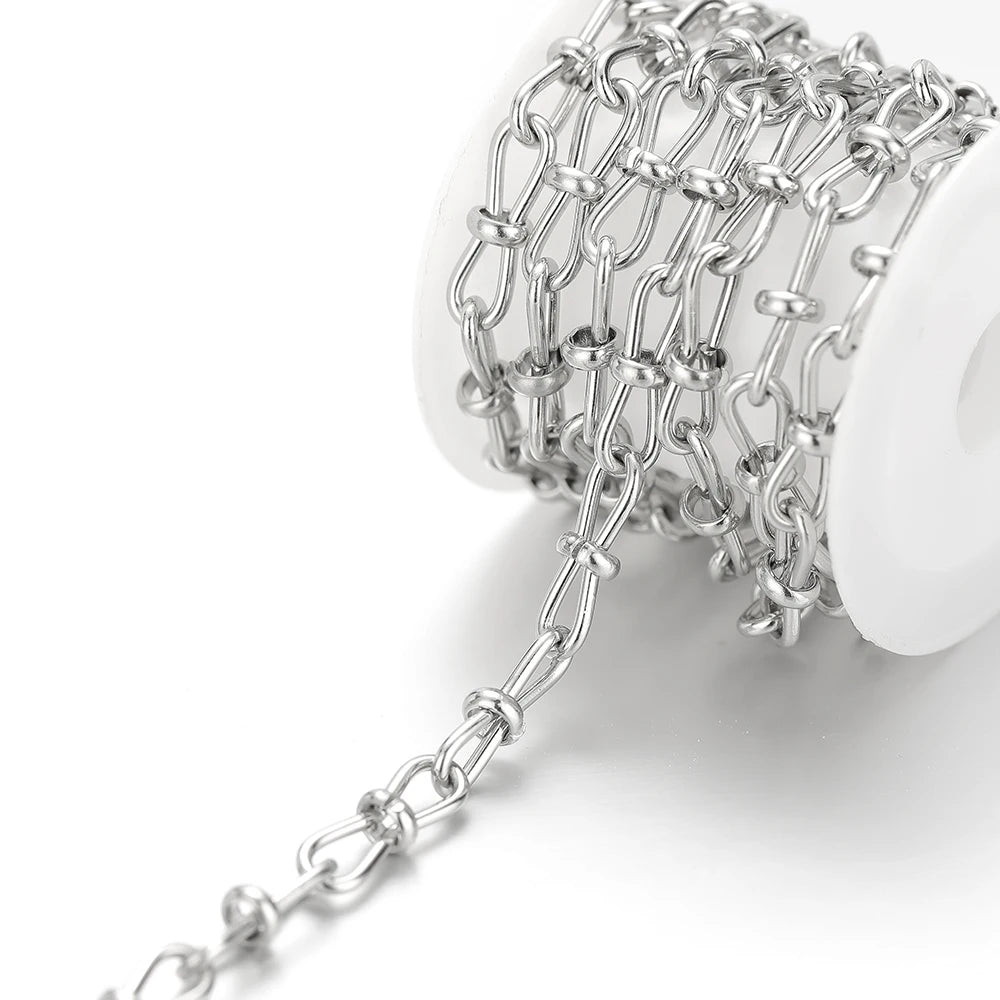 Stainless steel oval-link chain with chunky individual rings for DIY jewelry making