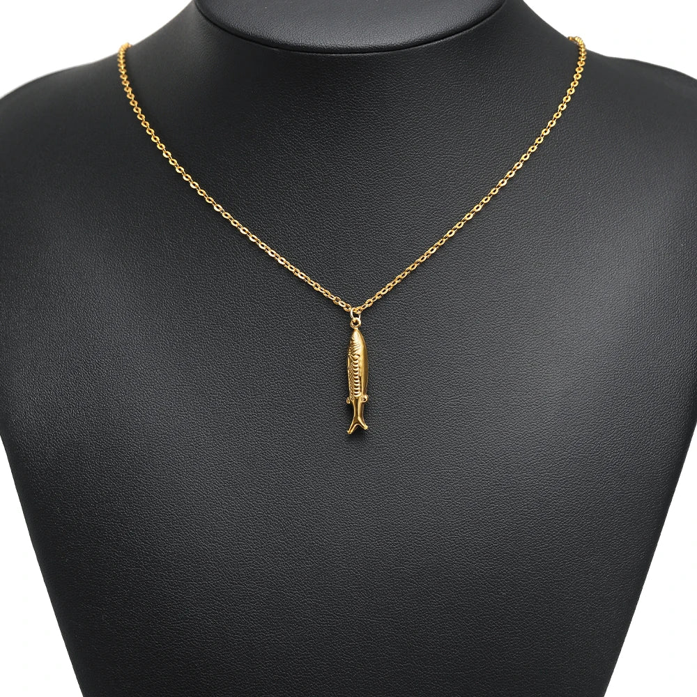Gold-toned dolphin pendant on chain for necklace jewelry
