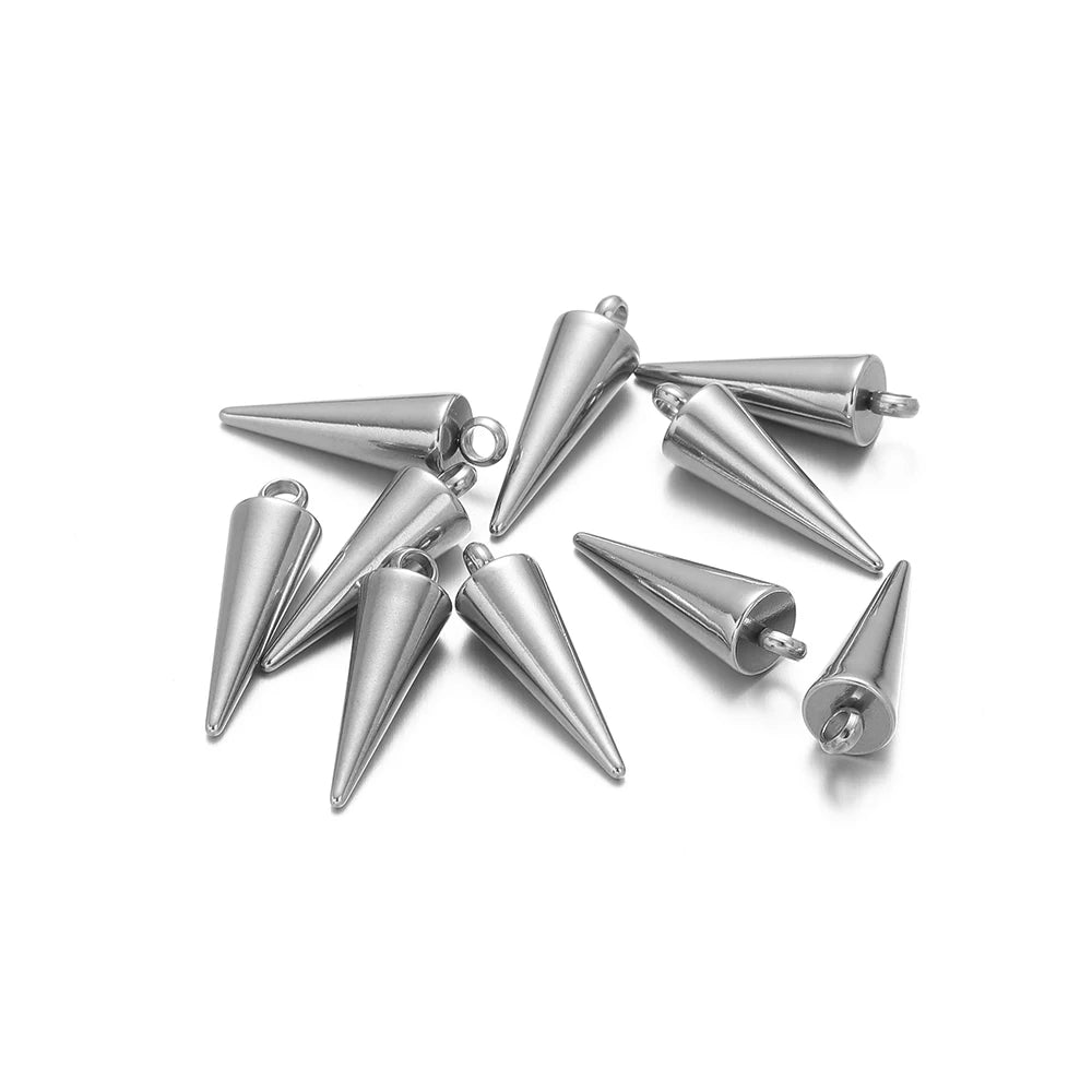 Silver cone charms with ring loops, multiple pieces for DIY necklace making