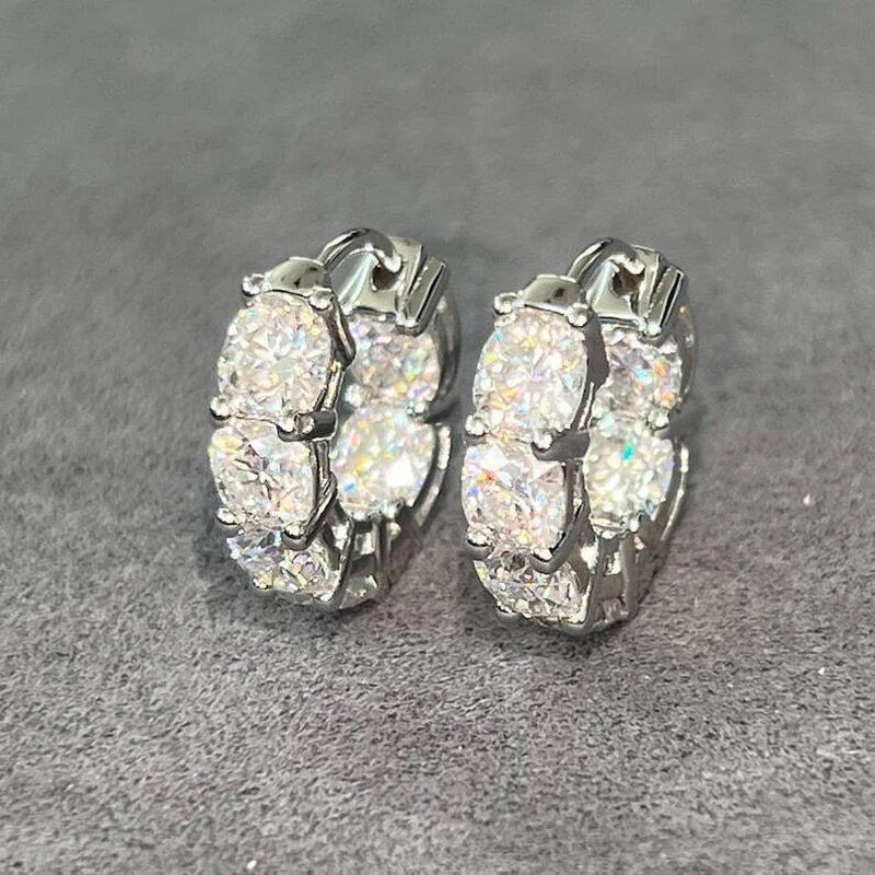 Silver Plated Oval Cubic Zirconia Dangle Earrings for Women Wedding & Party