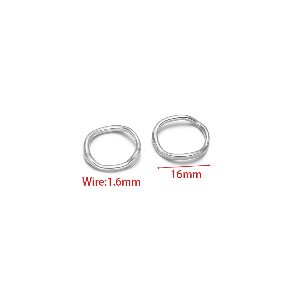 Silver oval loop connector charm, 16mm ring size, 1.6mm wire