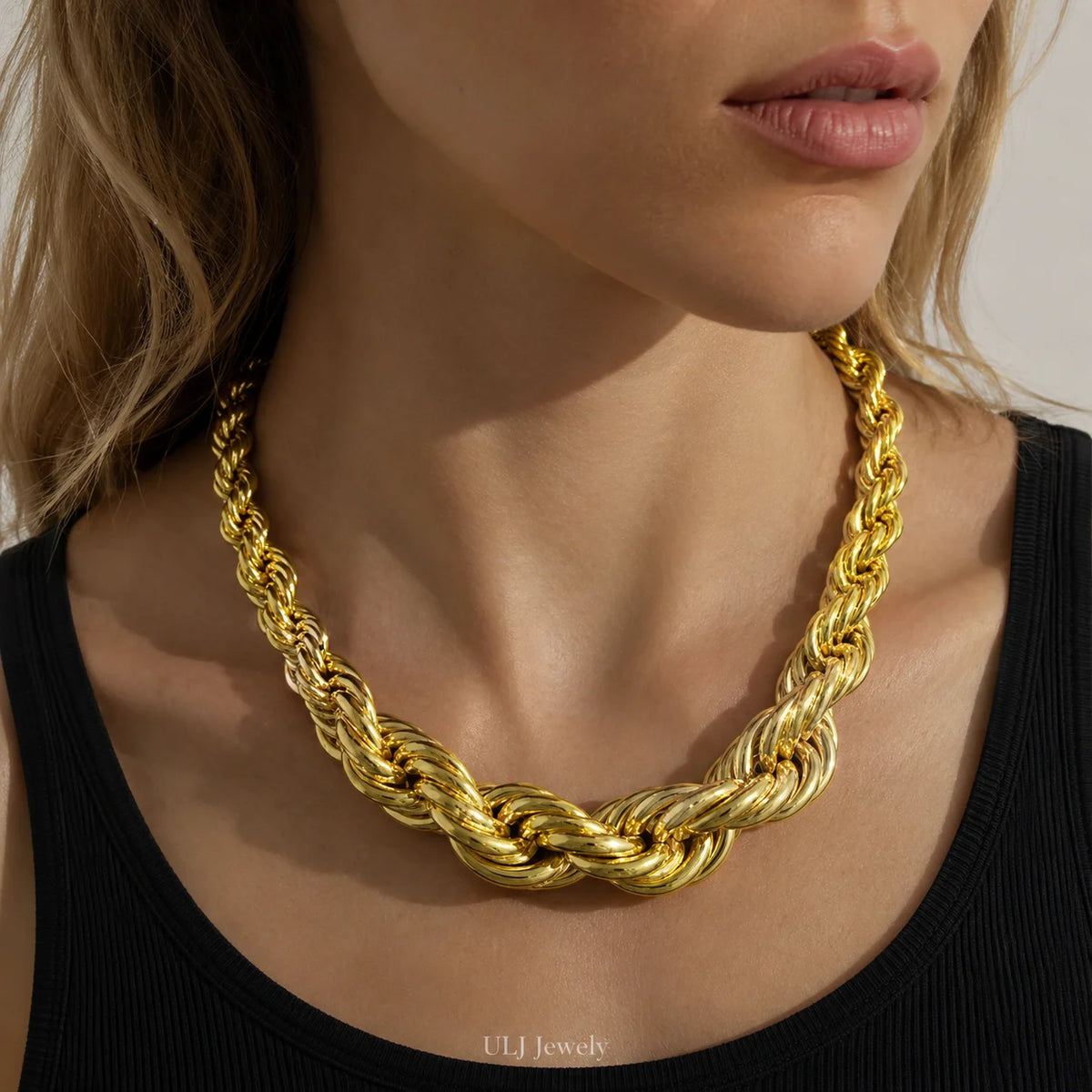 Hip Hop Street Style Exaggerate Necklace Unisex Golden Silver Color Chunky Jewelry
