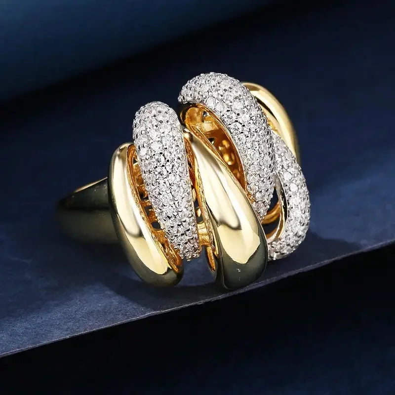 Luxury Multi-Line Cross Rings with Shiny CZ Delicate Charming Jewelry for Women t01