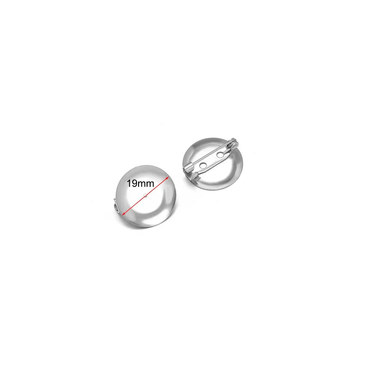 Silver-tone stainless steel brooch base cabochon setting, 19mm round