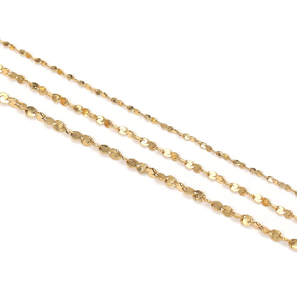Gold plated flat flower chain strands, small linked links for DIY necklaces and bracelets