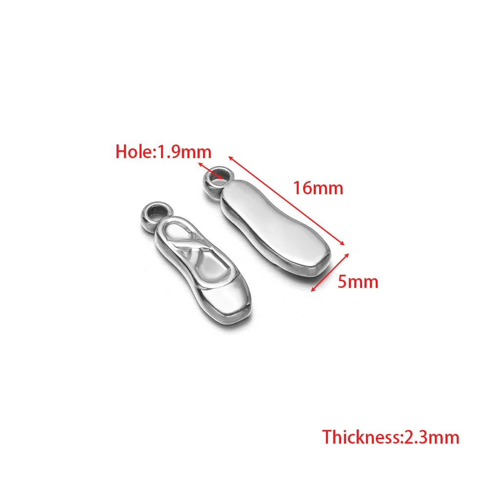 Silver slipper and long capsule pendant charms with loop bails