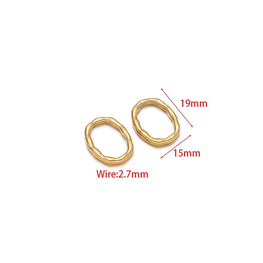 Gold oval loop connector charm, 19mm x 15mm size, 2.7mm wire