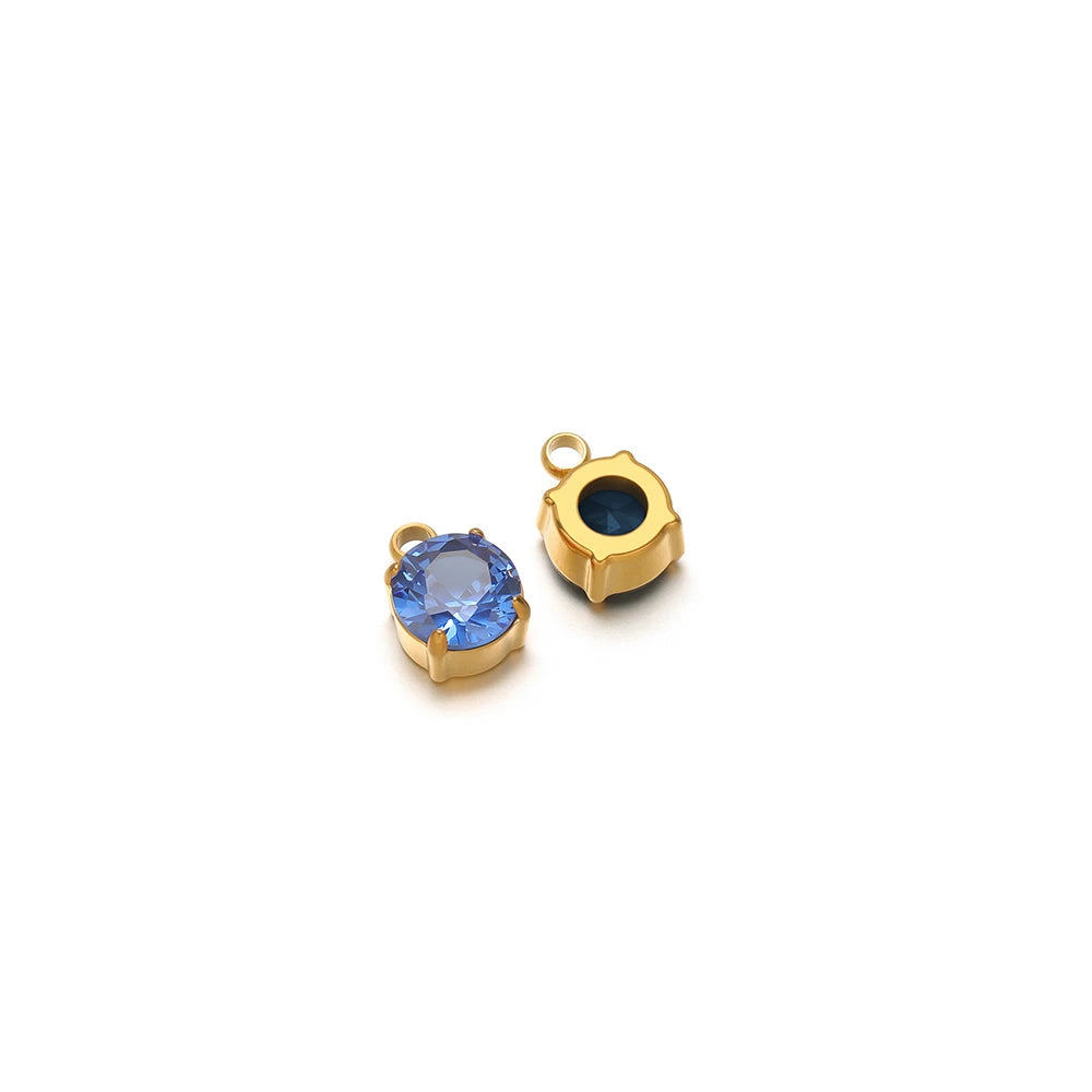 Gold claw sewing rhinestone settings with round periwinkle crystal