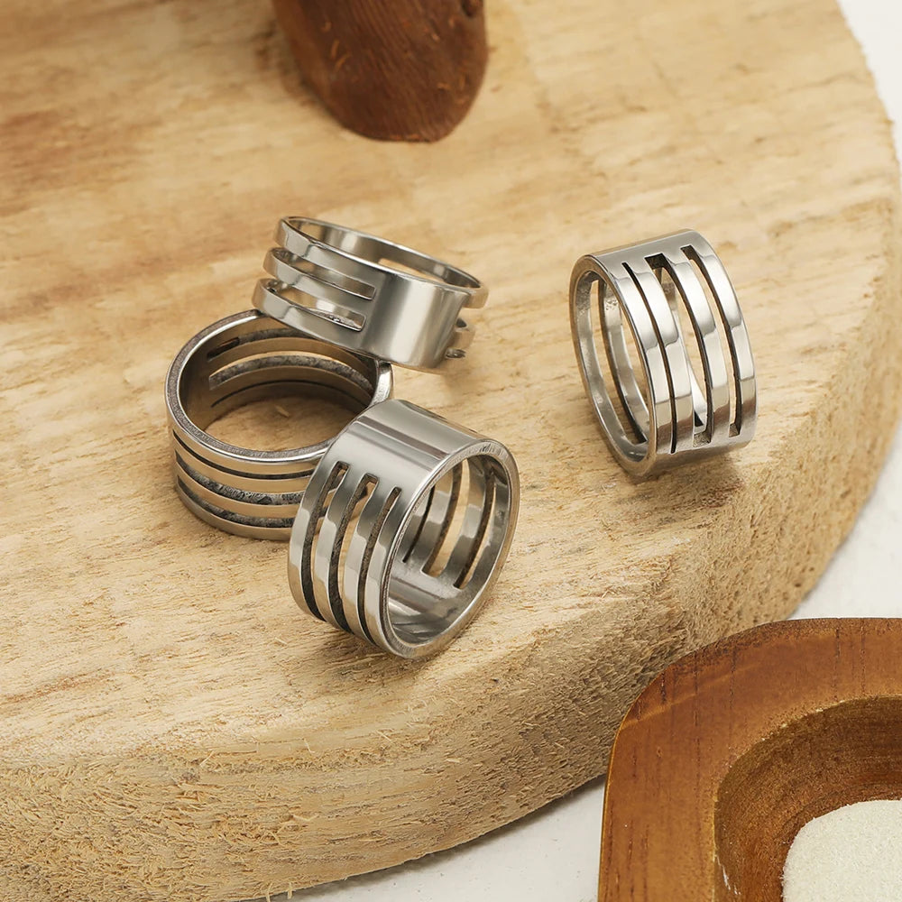 Stainless steel jump ring opener finger tool with parallel grooves around ring