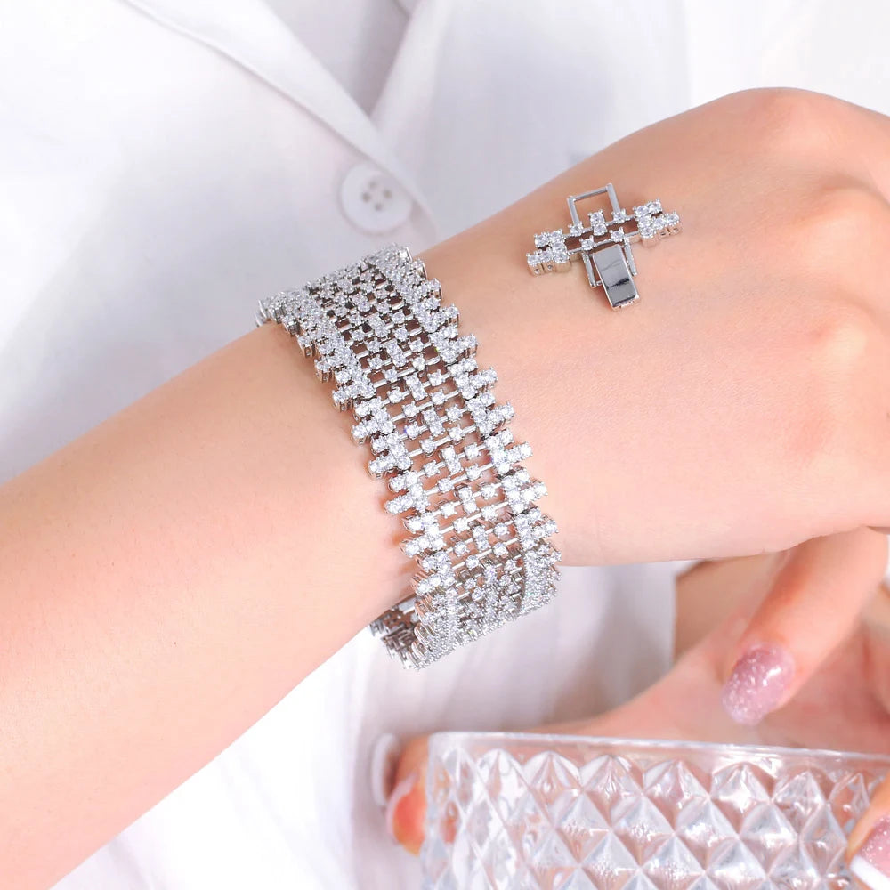 Luxury 5A Top Dubai Cubic Zirconia Bracelet Bangle for Women Wedding Party Jewelry