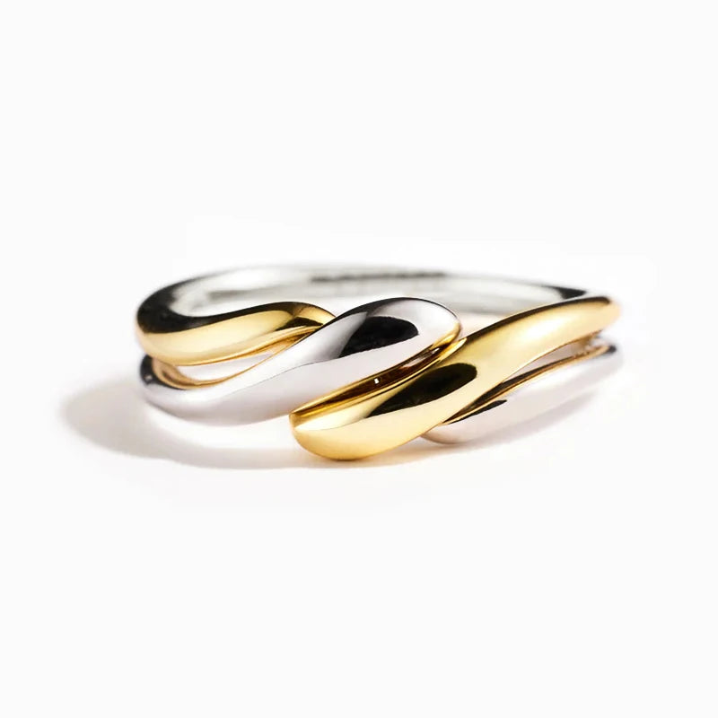 Fashion Two Tone Twist Ring for Women Daily Wear Jewelry m30