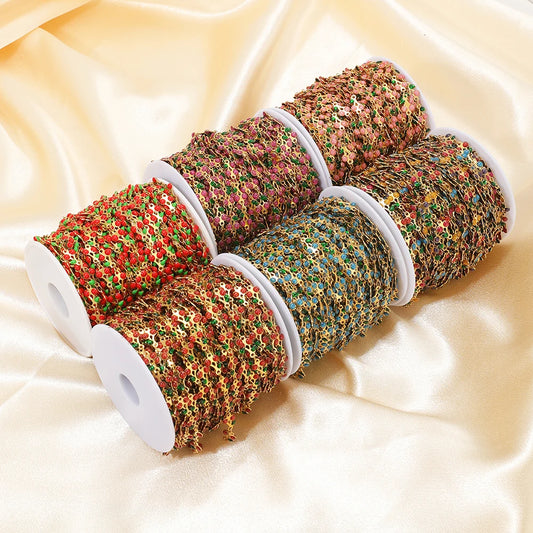 Multicolor cherry charm chain strands on spools for DIY kids necklaces and bracelets