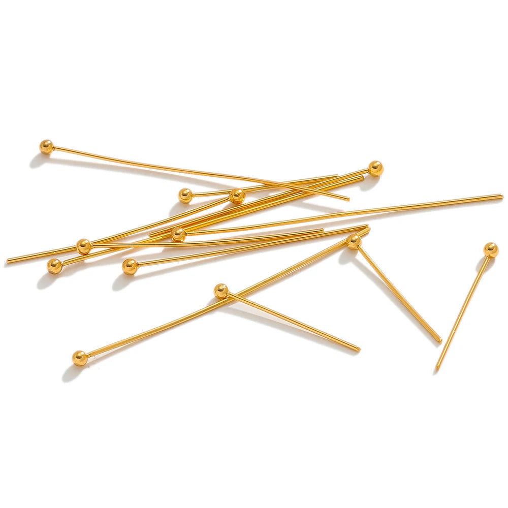 Gold ball head pins, straight wire design with round ball ends for DIY jewelry