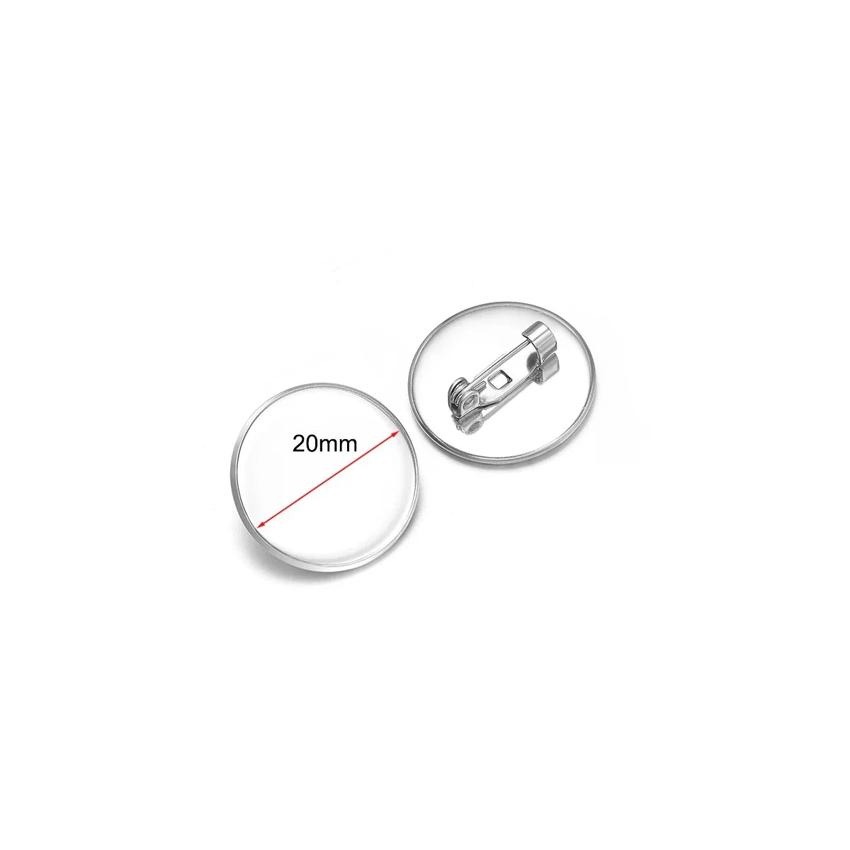 Silver-tone stainless steel brooch base cabochon setting, 20mm round
