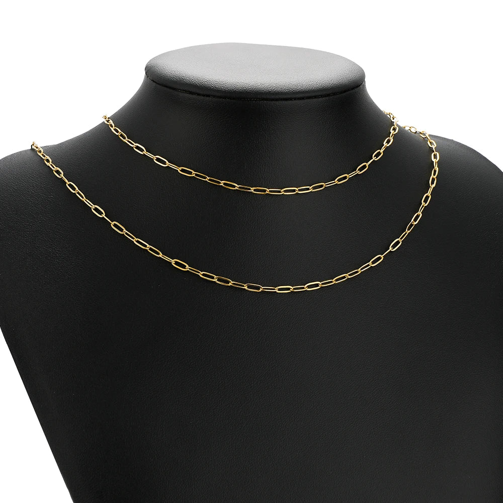 Gold-tone flat link chain necklace set with two parallel strands