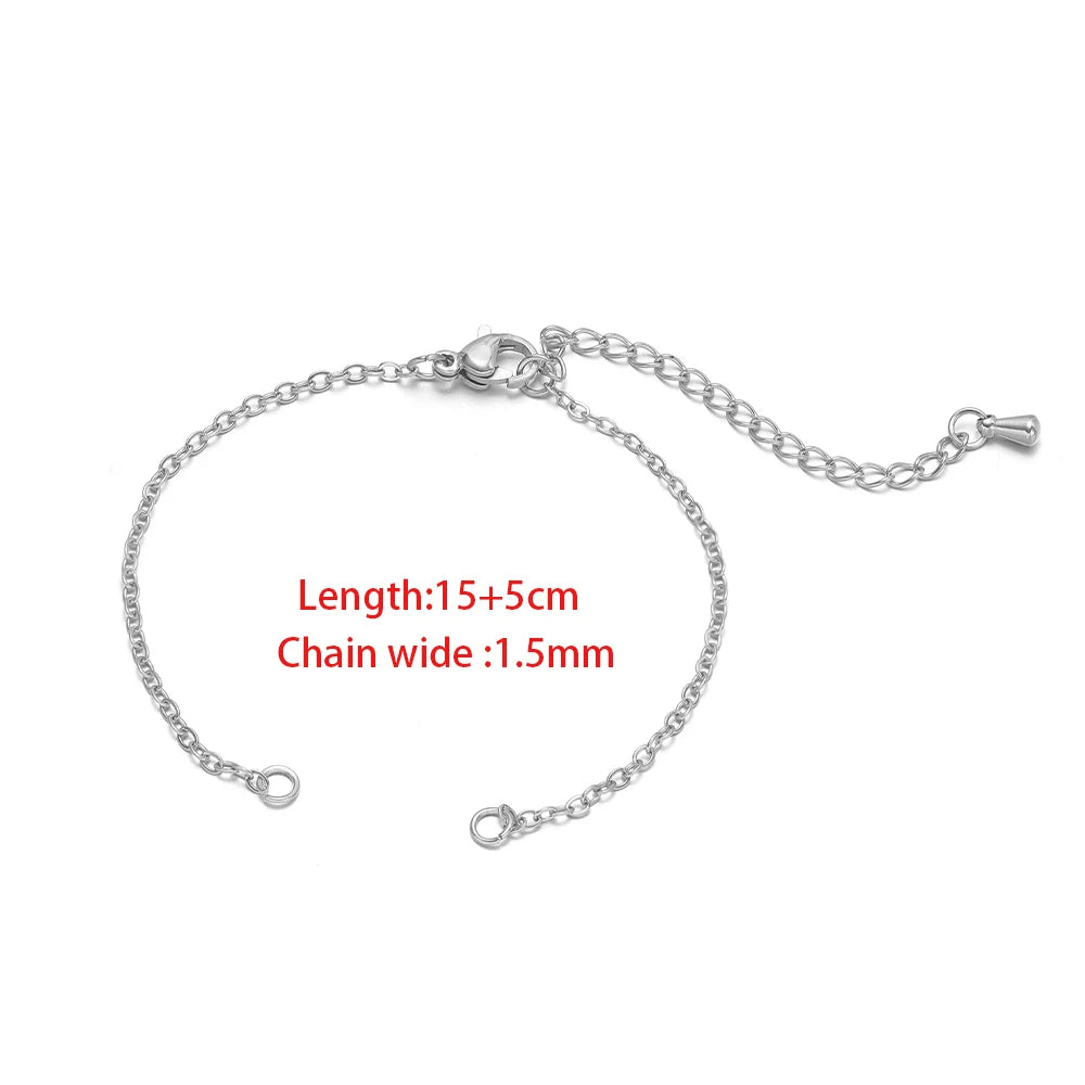 Silver-tone flat link adjustable bracelet with extension chain and round connector clasps