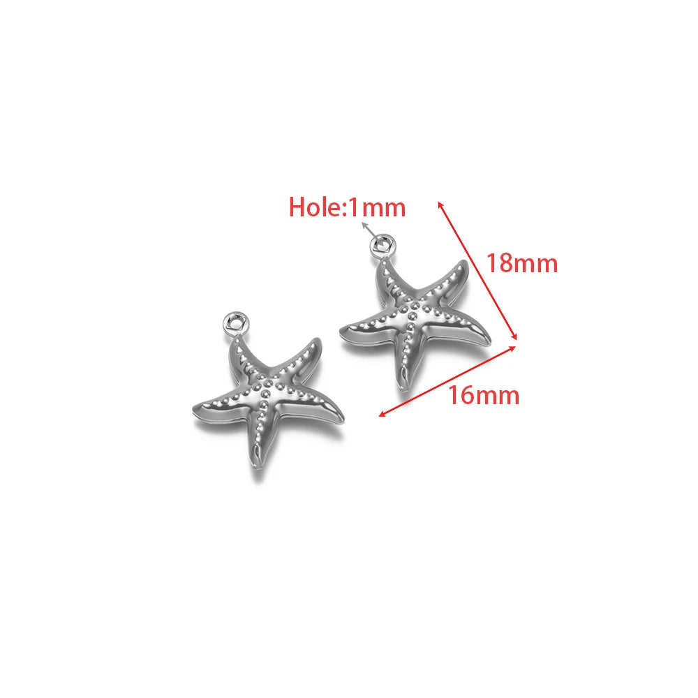 Silver hollow starfish charm with loop hole, pair of sea-star pendants