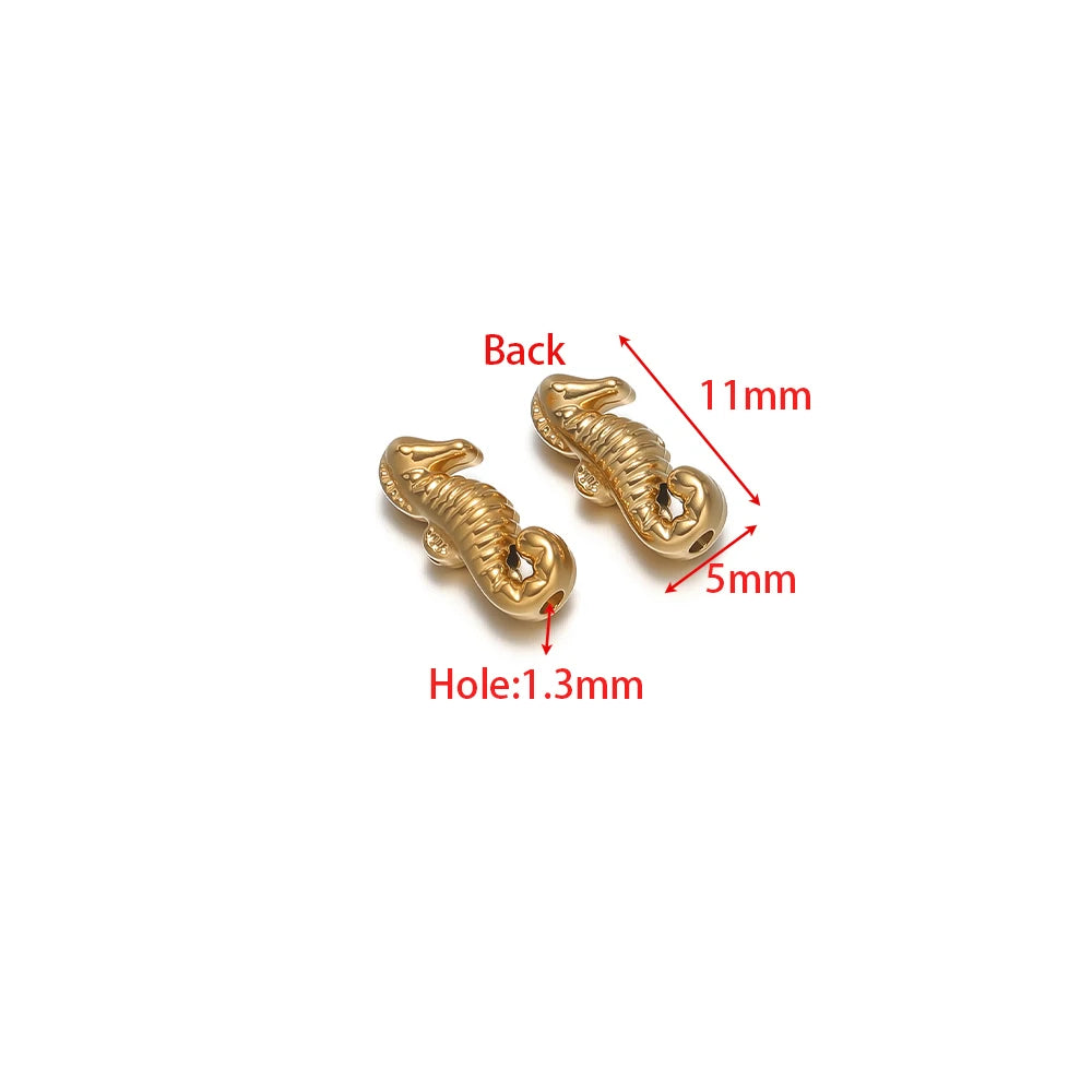 Gold-tone seahorse charms with 1.3mm hole for DIY jewelry making