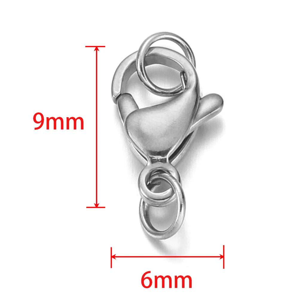 Silver lobster clasp size 9mm x 6mm with attached jump ring