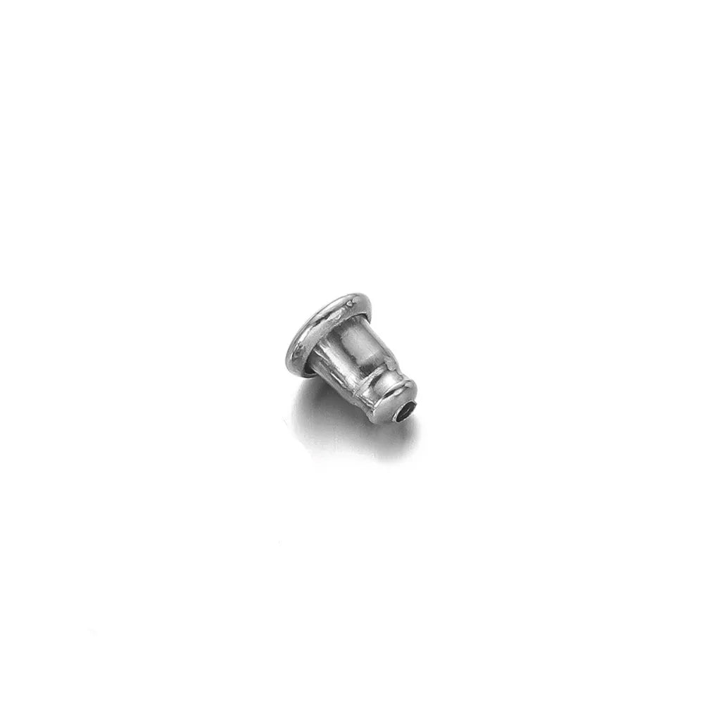 Silver-tone earring back stopper stud bullet plug, single piece
