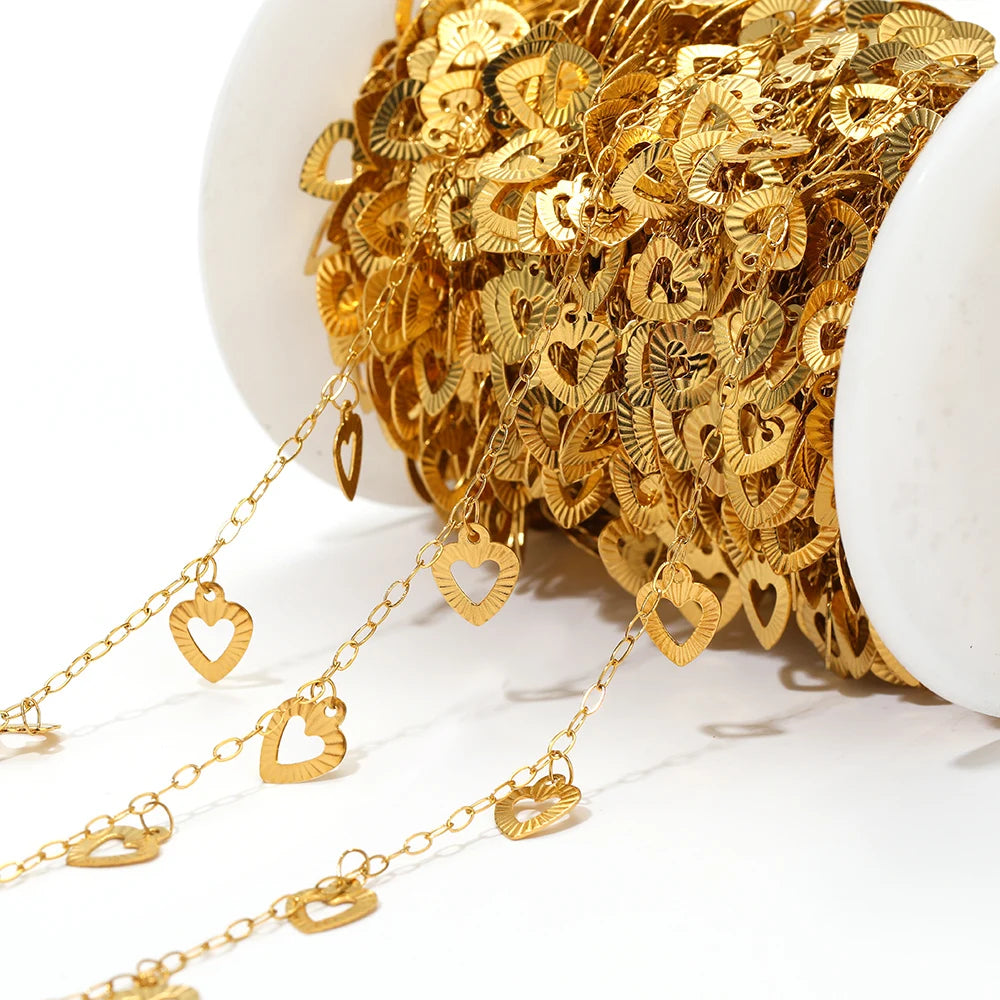 1 Meter Waterproof Stainless Steel Sweet Heart Chains Gold Color Chains for Women Jewelry DIY Making Necklace Bracelet Material
