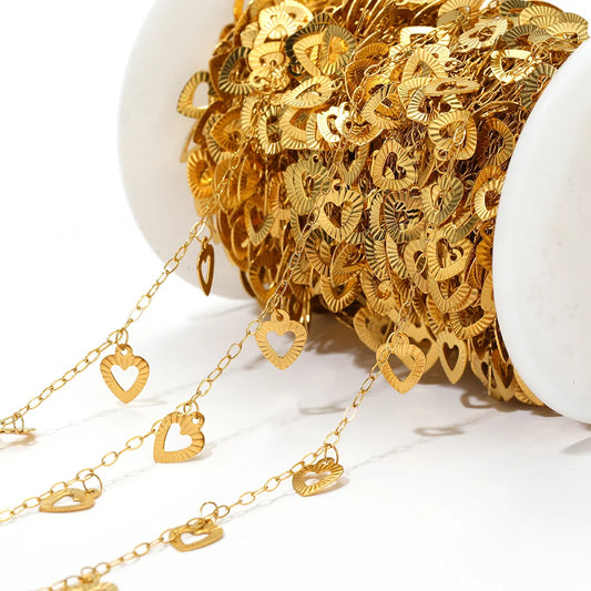 1 Meter Waterproof Stainless Steel Sweet Heart Chains Gold Color Chains for Women Jewelry DIY Making Necklace Bracelet Material