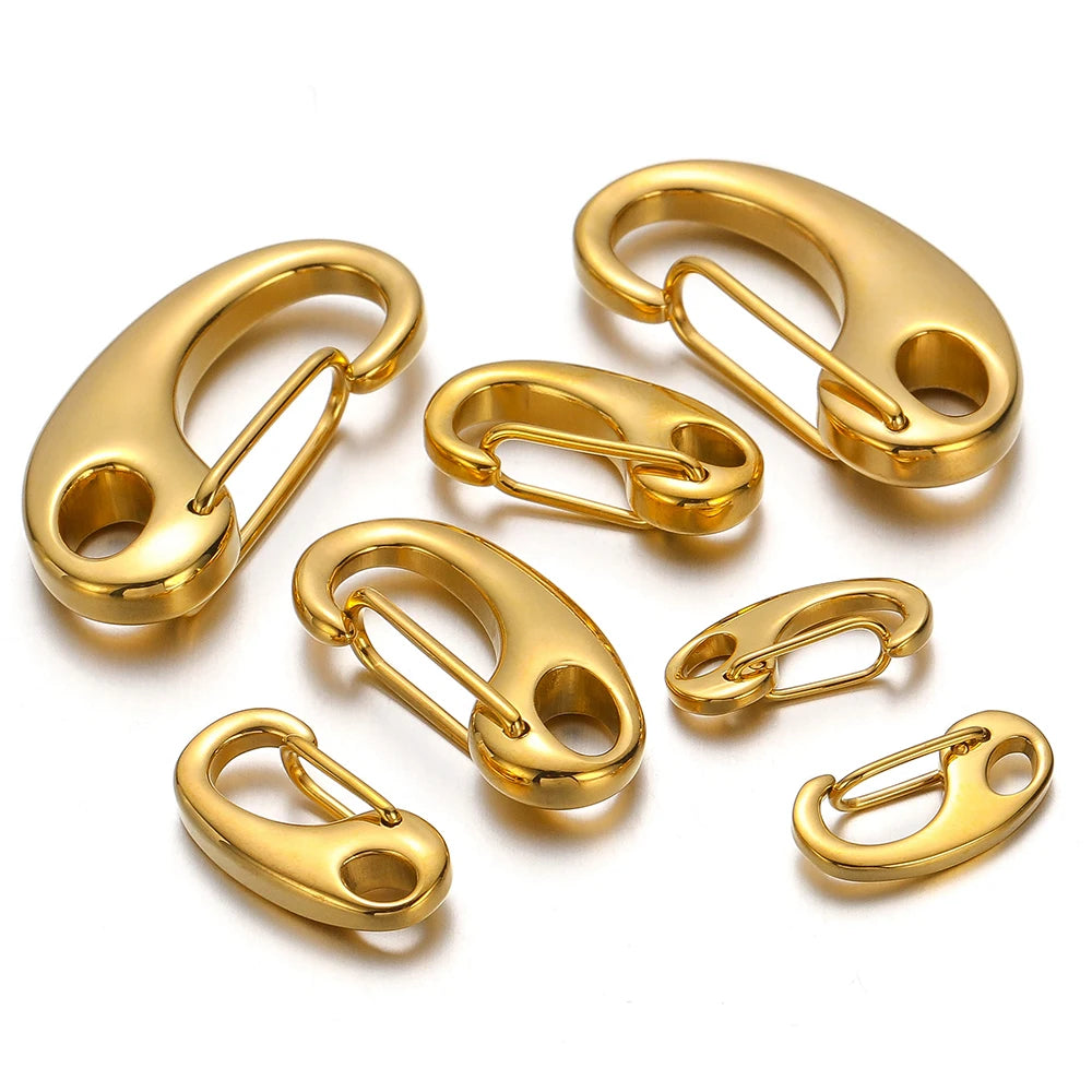 Gold-tone lobster clasps, D-ring connector hooks set of 5