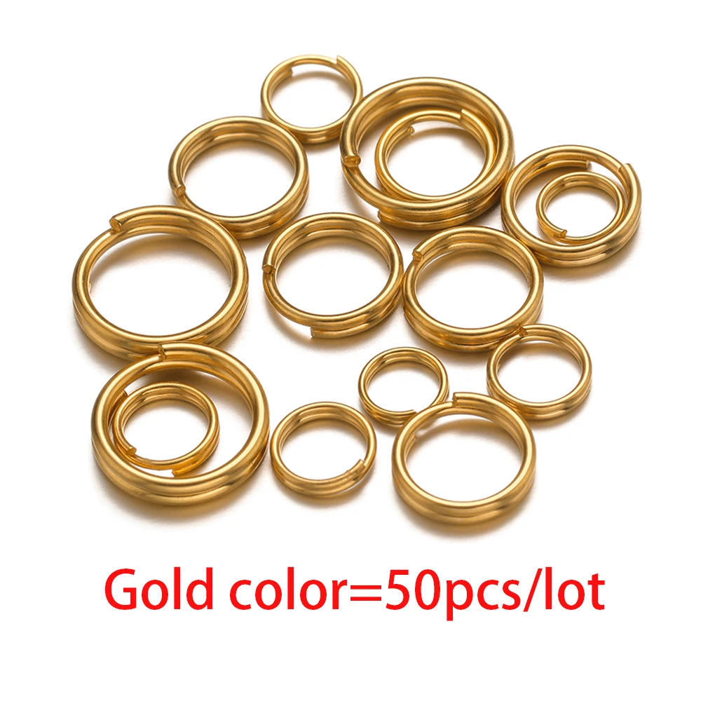 Gold open jump rings assortment, double-loop split rings for jewelry making