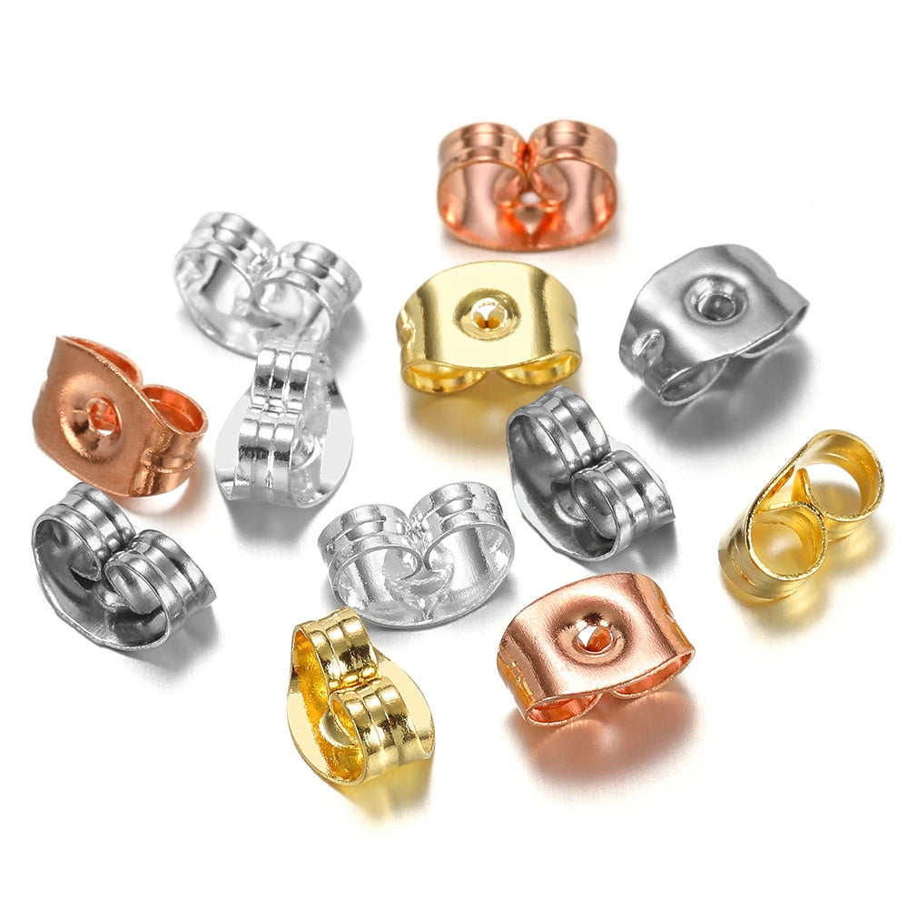 Earring back stoppers, stainless steel butterfly clutches in mixed gold, rose gold, silver