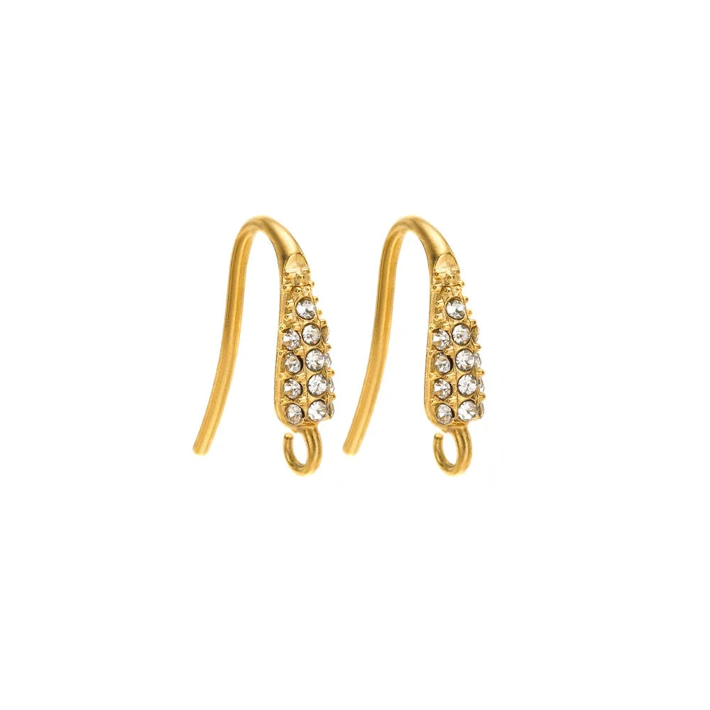 Gold-tone ear wire hooks with full crystal-row zircon plates