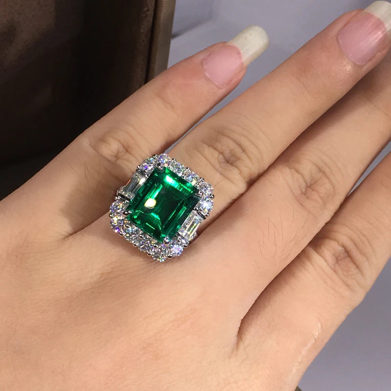 Big Green Cubic Zirconia Women Rings for Wedding Engagement Jewelry