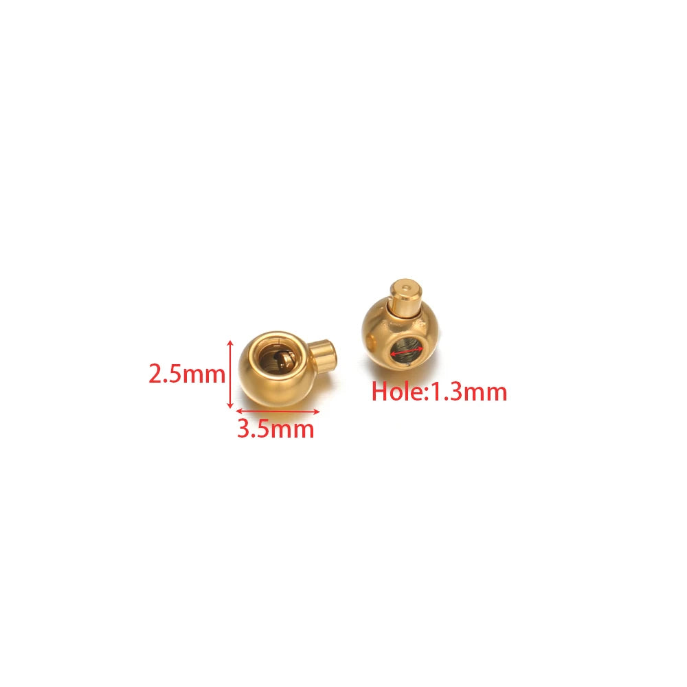 Gold plated crimp end bead stopper size: 2.5mm, 3.5mm, hole 1.3mm
