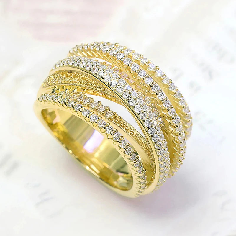 Luxury Multi Cross Cubic Zirconia Rings for Women Wedding Jewelry m12