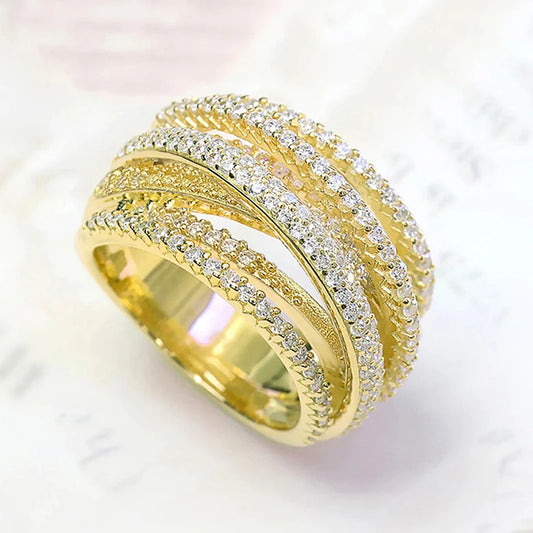 Luxury Multi Cross Cubic Zirconia Rings for Women Wedding Jewelry m12