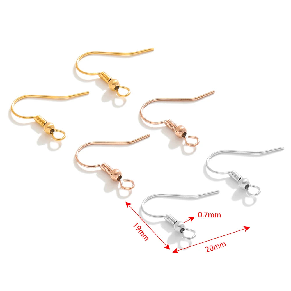 Stainless steel spring earring hooks with round bead and clasp, mixed gold tones