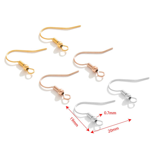 Stainless steel spring earring hooks with round bead and clasp, mixed gold tones